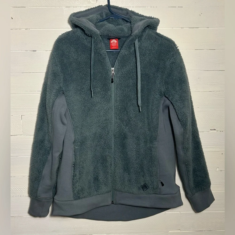 Eastern Mountain Sports (EMS), teal green zip up jacket, women’s size large.